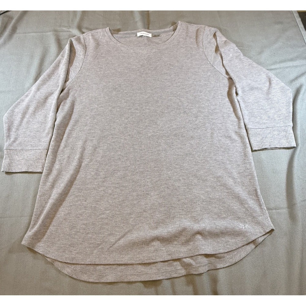Calvin Klein Long Sleeve Waffle Shirt Gray Woman's Size XL 1282